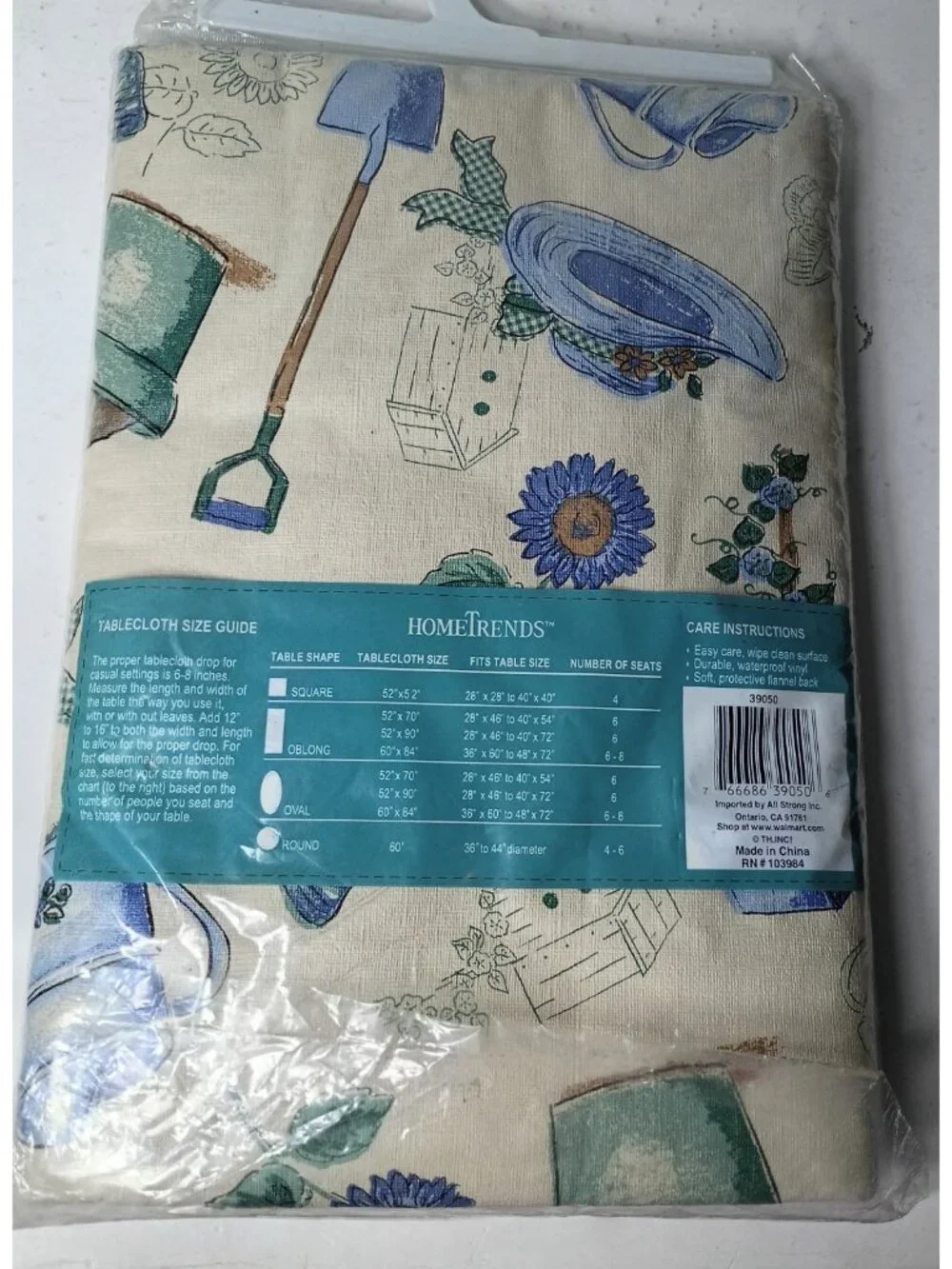 Vintage Home Trends Vinyl Back Tablecloth 60 x 84 Gardening Rabbit